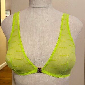 Savage X Fenty by Rhianna Flocked Logo Unlined Bralette-Lime Green Size Med-MINT
